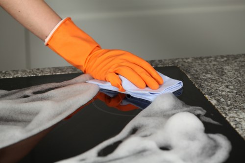 Professional carpets cleaner in Putney deep cleaning a living room carpet