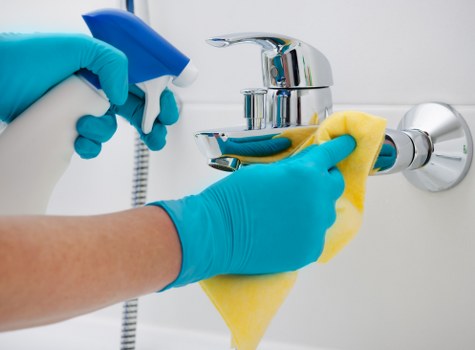 Cleaner treating a carpeted area with care and attention